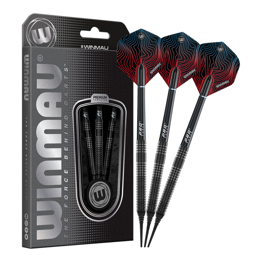 Dieses Bild zeigt die Winmau Solaris Pro Softdarts - 21g in ihrer Gesamtheit. Die Darts eignen sich perfekt für den Einsatz im Softdartbereich.