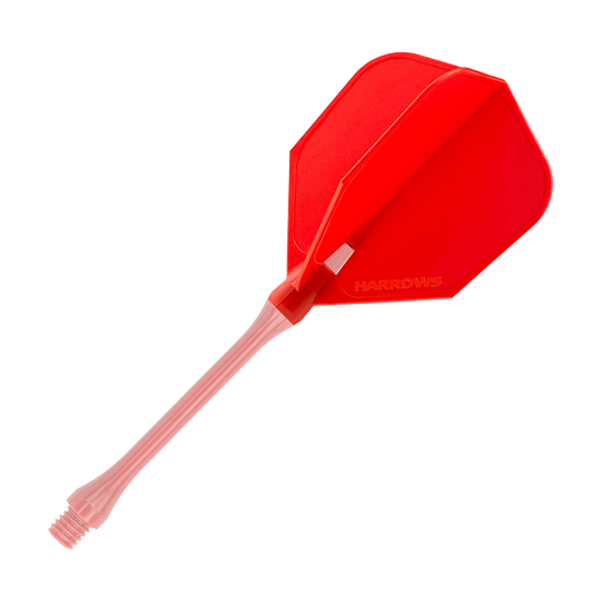 HRC-130_Harrows_Clic_Standard_Flight_Red_2 Das Bild zeigt ein rotes Dartflug-Set mit der Aufschrift "Harrows". Es handelt sich um das Produkt "Harrows Clic Standard Flights - Red".
