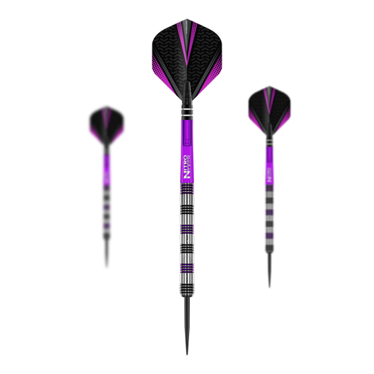 Hier sieht man ein Set der Red Dragon Gemma Hayter Steeldarts - 22g. Die Darts sind für professionelle Dartspieler geeignet.